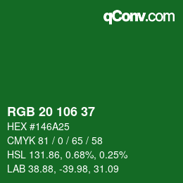 Color code: RGB 20 106 37 | qconv.com