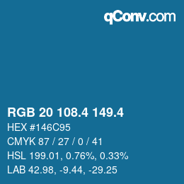カラーコード: RGB 20 108.4 149.4 | qconv.com