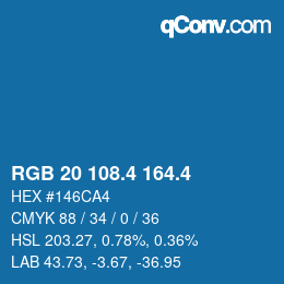 カラーコード: RGB 20 108.4 164.4 | qconv.com