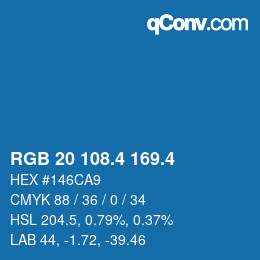 カラーコード: RGB 20 108.4 169.4 | qconv.com