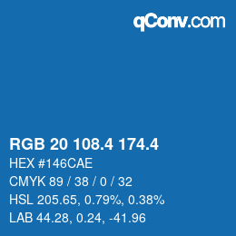 カラーコード: RGB 20 108.4 174.4 | qconv.com