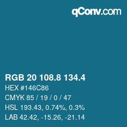 カラーコード: RGB 20 108.8 134.4 | qconv.com
