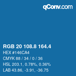 カラーコード: RGB 20 108.8 164.4 | qconv.com