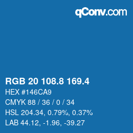 カラーコード: RGB 20 108.8 169.4 | qconv.com