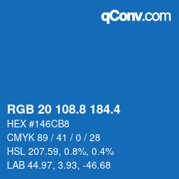 カラーコード: RGB 20 108.8 184.4 | qconv.com