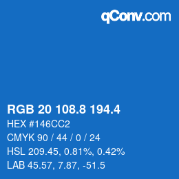 カラーコード: RGB 20 108.8 194.4 | qconv.com