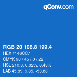 カラーコード: RGB 20 108.8 199.4 | qconv.com