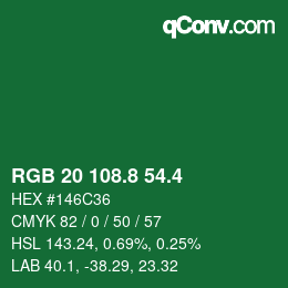 カラーコード: RGB 20 108.8 54.4 | qconv.com