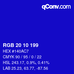 Color code: RGB 20 10 199 | qconv.com