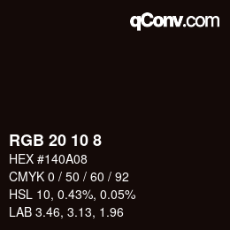 Color code: RGB 20 10 8 | qconv.com
