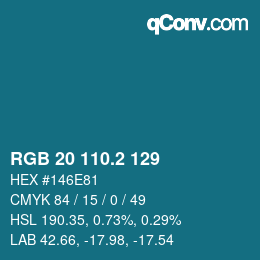 カラーコード: RGB 20 110.2 129 | qconv.com