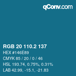 カラーコード: RGB 20 110.2 137 | qconv.com