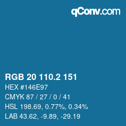 カラーコード: RGB 20 110.2 151 | qconv.com