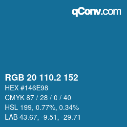 カラーコード: RGB 20 110.2 152 | qconv.com