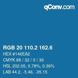 カラーコード: RGB 20 110.2 162.6 | qconv.com