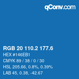 カラーコード: RGB 20 110.2 177.6 | qconv.com