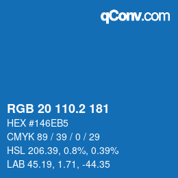 カラーコード: RGB 20 110.2 181 | qconv.com