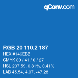 カラーコード: RGB 20 110.2 187 | qconv.com