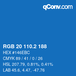 カラーコード: RGB 20 110.2 188 | qconv.com