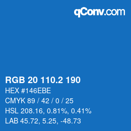 カラーコード: RGB 20 110.2 190 | qconv.com