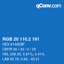 カラーコード: RGB 20 110.2 191 | qconv.com