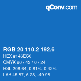 カラーコード: RGB 20 110.2 192.6 | qconv.com