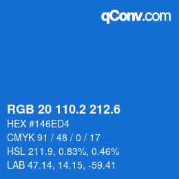 カラーコード: RGB 20 110.2 212.6 | qconv.com