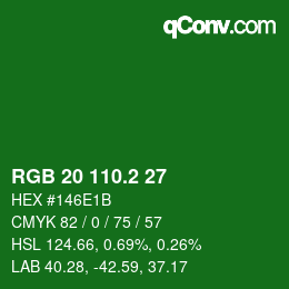 カラーコード: RGB 20 110.2 27 | qconv.com