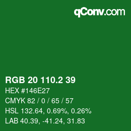カラーコード: RGB 20 110.2 39 | qconv.com