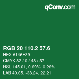 カラーコード: RGB 20 110.2 57.6 | qconv.com