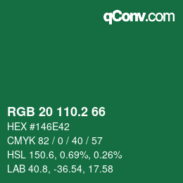 カラーコード: RGB 20 110.2 66 | qconv.com
