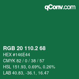 カラーコード: RGB 20 110.2 68 | qconv.com