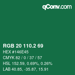 カラーコード: RGB 20 110.2 69 | qconv.com