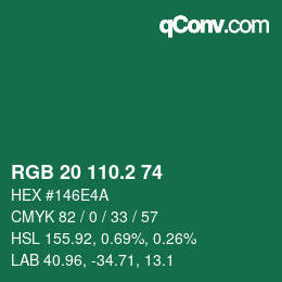 カラーコード: RGB 20 110.2 74 | qconv.com