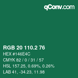 カラーコード: RGB 20 110.2 76 | qconv.com