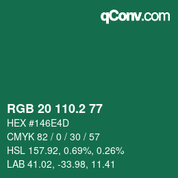 カラーコード: RGB 20 110.2 77 | qconv.com