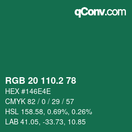 カラーコード: RGB 20 110.2 78 | qconv.com