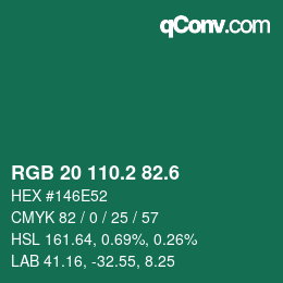 カラーコード: RGB 20 110.2 82.6 | qconv.com