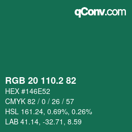 カラーコード: RGB 20 110.2 82 | qconv.com