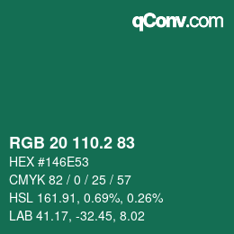 カラーコード: RGB 20 110.2 83 | qconv.com