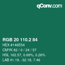 カラーコード: RGB 20 110.2 84 | qconv.com