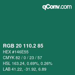 カラーコード: RGB 20 110.2 85 | qconv.com