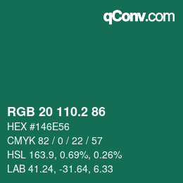 カラーコード: RGB 20 110.2 86 | qconv.com