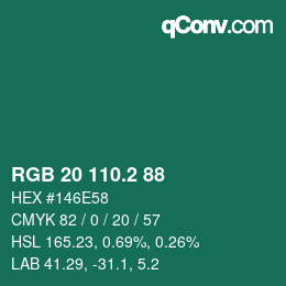 カラーコード: RGB 20 110.2 88 | qconv.com