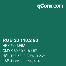 カラーコード: RGB 20 110.2 90 | qconv.com