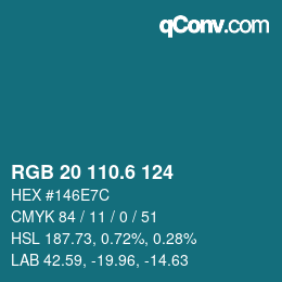カラーコード: RGB 20 110.6 124 | qconv.com