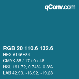 カラーコード: RGB 20 110.6 132.6 | qconv.com