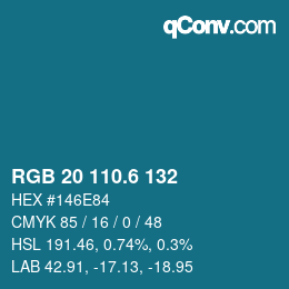 カラーコード: RGB 20 110.6 132 | qconv.com