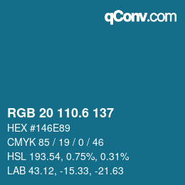 カラーコード: RGB 20 110.6 137 | qconv.com