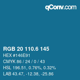 カラーコード: RGB 20 110.6 145 | qconv.com